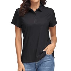 Chemise de golf décontractée noire pour femme, tricotée, protection solaire, design personnalisé, séchage rapide, tenue d'été - Product Image 1