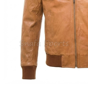 Veste en cuir de moto classique de haute qualité, coupe ajustée, coupe-vent, respirante, en cuir marron pour homme - Product Image 4