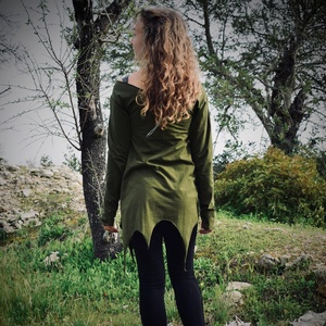 เสื้อเอลฟ์พิกซี่แขนยาวพร้อมชายเสื้อแบบอสมมาตร เสื้อผ้าสไตล์โบโฮสำหรับงานเทศกาล เสื้อเชิ้ตโบฮีเมียนน้ำหนักเบาที่ได้แรงบันดาลใจจากนางฟ้า - Product Image 2