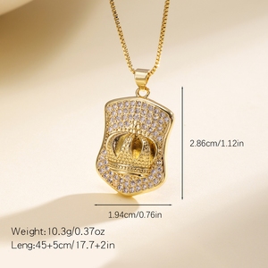 Collana con Pendente a Forma di Elmo Spartano e Corona Hip-Hop QIKU, Catena con Zirconi Cubici per Uomo e Donna, Stile Streetwear - Product Image 6