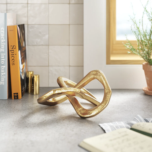 Sculpture d'art moderne en aluminium poli plaqué or de luxe pour la décoration de la maison, du jardin et de l'hôtel - Product Image 4