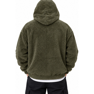 Custom <b>Sherpa</b> Lined Zip Up <b>Hoodie</b> for <b>Men</b> Women Warm Winter Streetwear OEM Clothing Supplier Competitive Price - Product Image 3