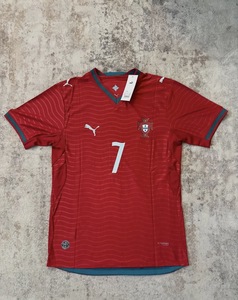 Camiseta de Fútbol de Portugal para Hombre, Roja, Cuello en V, Manga Corta, Número 7 Bordado, Uniforme para Adulto que Absorbe la Humedad - Product Image 1