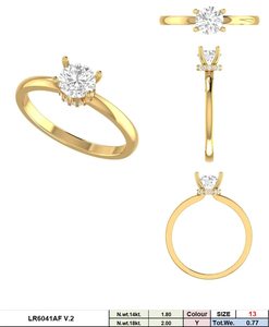 Bague solitaire classique pour femme en or massif 14 carats plaqué rhodium, diamant naturel brillant, sertissage intemporel à quatre griffes, cadeau de mariage - Product Image 3