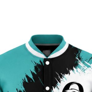 Teal Black White Baseball <b>Jacket</b> Full Zip Long Sleeve Sports Team Uniform <b>Lightweight</b> Comfortable Outerwear - Product Image 3