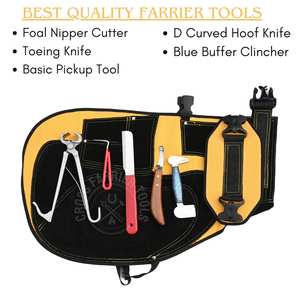 Kit d'outils de finition pour le soin des sabots de cheval avec tablier de sécurité, coupe-ongles pour poulains, couteau courbé à lame en D, coupe-orteils, polisseur et outil de ramassage - Product Image 3