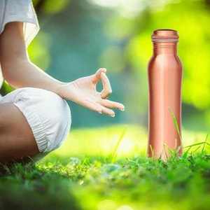 Copper Water <b>Bottle</b> Bohemian Design Portable Travel Drinkware with Lid Pure Copper <b>Bottles</b> - Product Image 4