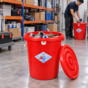 45L Heavy Duty Airtight <b>Plastic</b> Garage Storage Container Tight <b>Lid</b> Side Wire Handles for Tool Equipment Transport Workshop Use - Product Image 1