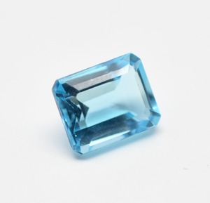 เครื่องประดับอัญมณีพลอยที่ผ่านการปรับเทียบขนาดเพชรพลอยบุษราคัมสีฟ้ารูปแปดเหลี่ยมตัดมรกตอัญมณีหลวมผลิตจากห้องปฏิบัติการ - Product Image 3