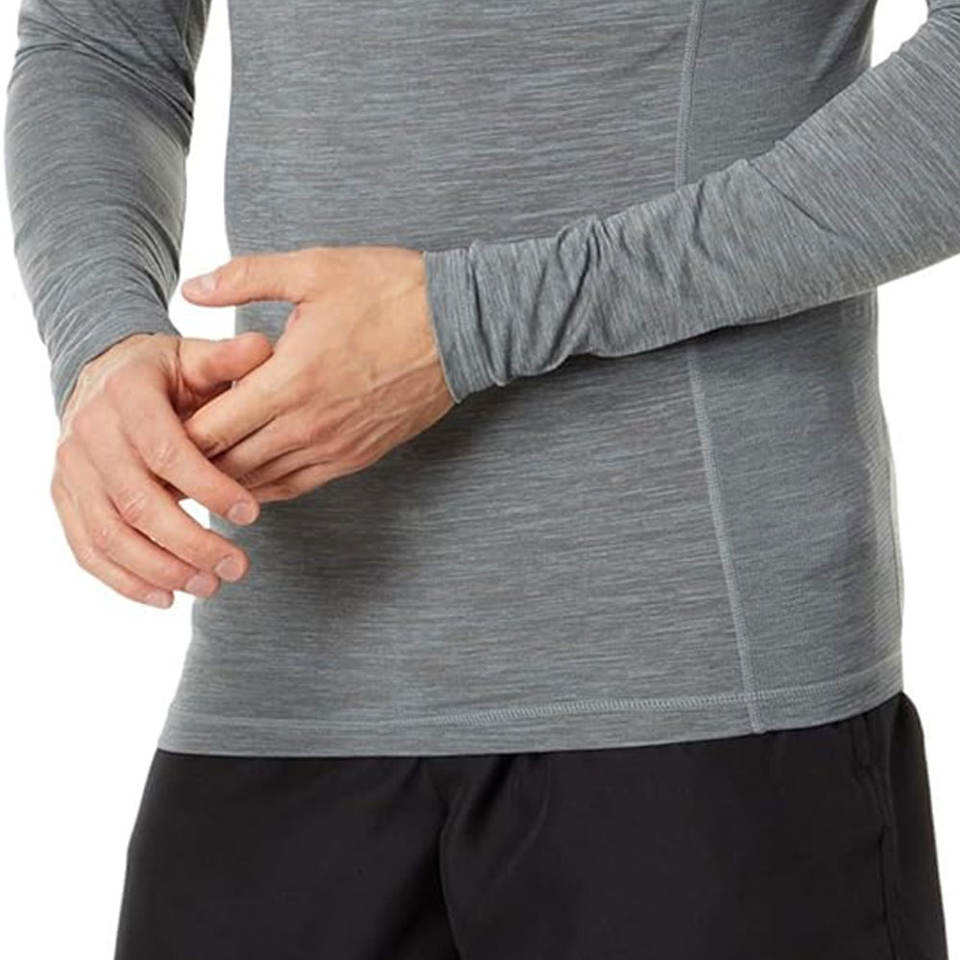 Mens Rash Guard Long Sleeve Heather Grey Performance Shirt Raglan ...