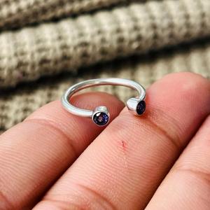 Minimalist Amethyst Brass <b>Ring</b> For Women Silver Plated <b>Dainty</b> Wholesale <b>Ring</b> - Product Image 5