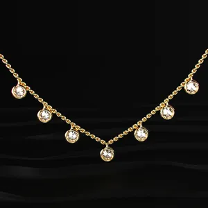 Collar con colgante de diamante cultivado en laboratorio, corte redondo, color D-E, claridad VVS-VS, diseño nuevo, para uso diario y de oficina. - Product Image 3