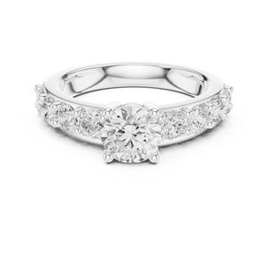 Bague unisexe en argent sterling avec diamant rond brillant, sertissage à griffes ouvertes, élégante, multi-pierres, bijou raffiné, cadeau - Product Image 1