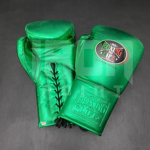 Gants de boxe professionnels personnalisables « No Boxing No Life » en cuir de vachette de qualité supérieure, à lacets, avec rembourrage épais à 4 couches – Vente chaude - Product Image 1