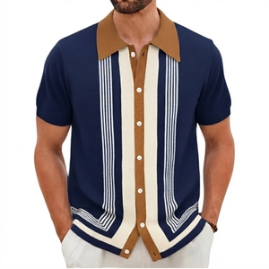 Chemise Homme Vintage en Soie Viscose Tricotée Anti-Plis à Manches Courtes Boutonnée Style Rétro Décontracté Été Streetwear Tendance Col Revers 190g - Product Image 1
