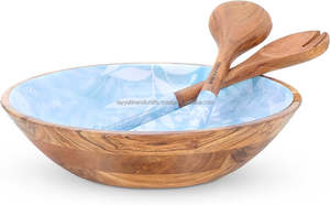 Juego de cena de tazón de madera para servir de alta demanda del exportador indio con cuchara de India - Product Image 4