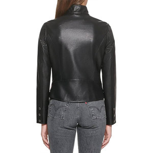 Chaqueta de Motocicleta de Piel de Oveja para Mujer, con Cinturón, Cuello Alto, Cálida para Invierno, Manga Larga, Estilo Corto - Product Image 5