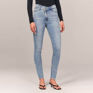 Women's High Waist Skinny <b>Jeans</b> Stonewashed Light Blue Denim Full Length Casual Style Plus Size <b>Soft</b> Cotton Fabric - Product Image 4