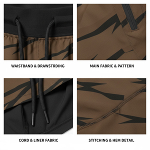 Shorts de Playa para Hombre, Color Marrón con Estampado Animal, de Secado Rápido, con Cordón Ajustable, Bolsillos, Cintura Media, Tejido de Spandex y Poliéster - Product Image 6