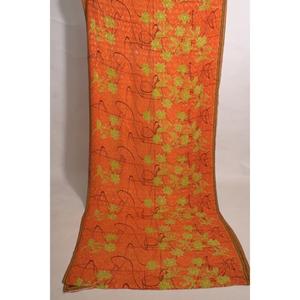 Tissu de Saree en Soie Poly Imprimé Floral Indien Vintage 5 Yards Matériel Textile Artisanat de Couture Bohème pour Filles - Product Image 2