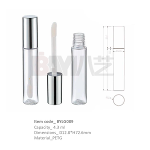 Tube de gloss à lèvres transparent vide de luxe, emballage cosmétique - Product Image 1
