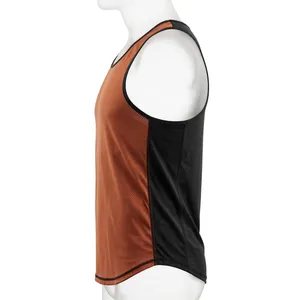 AMKOOR ENTERPRISES Débardeur de sport respirant en polyester/coton et gilet en mesh pour homme - Marron Cuivre et Noir pour l'entraînement - Product Image 4