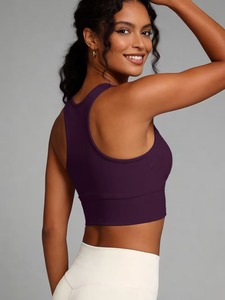Female Longline Gym Tank Top High <b>Neck</b> Racerback Stretch Yoga Bra Soft <b>Padding</b> Workout Vest Activewear Manufacturer Clothing - Product Image 6