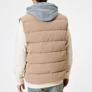 Chaleco Acolchado con Capucha para Hombre, Color Beige, con Cierre de Cremallera, Cortavientos, Informal, para Otoño, 100% Poliéster - Product Image 3