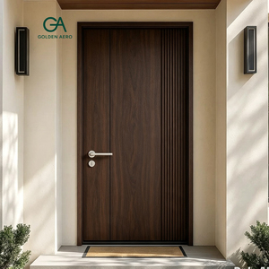 Puerta Interior Minimalista de Madera Maciza con Diseño Ranurado, Apertura Manual, Tamaño Personalizado GA-04L para Apartamento y Villa - Product Image 1