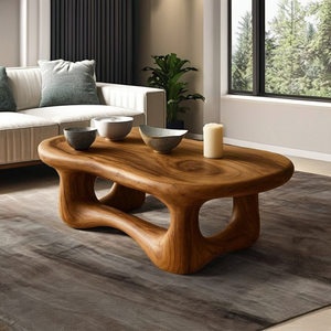 Table basse au design unique Table centrale sculpturale en bois à bord vivant faite à la main Table de déclaration en bois naturel décor à la maison - Product Image 2