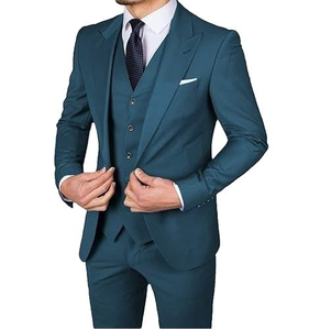 Men's <b>Navy</b> Blue Tuxedo Suit Three Piece With Vest And <b>Tie</b> Formal Wear For Wedding Or Office Events - Product Image 3