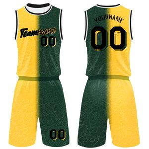 Ensemble de maillots de basket-ball jaune-vert personnalisés, idéal pour les ligues et l'entraînement, uniforme de basket-ball de haute qualité, coutures renforcées - Product Image 1