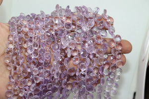 Cuentas en forma de corazón facetadas de amatista Rosa 8-9mm 8 pulgadas amatista corte lateral corazón cuentas al por mayor para la fabricación de joyas - Product Image 2