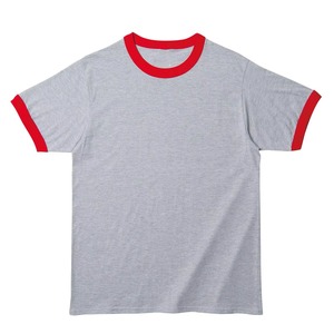Camiseta de Algodón Blanca para Hombre con Ribete en Contraste Rojo, Corte Regular, Manga Corta, Cuello Redondo, Tejido Jersey, Color Sólido - Product Image 4