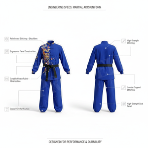 Uniforme de Kung Fu Personalizado en Color y Talla, Ropa Deportiva para Entrenamiento, Práctica en Club, Uniforme de Karate Cómodo de Poliéster - Product Image 2