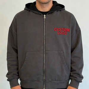 Sweat-shirts tendance pour hommes, gris foncé, en coton, à capuche, avec logo brodé personnalisé, poche surdimensionnée, sweat-shirts décontractés - Product Image 1