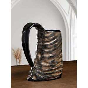 Mug en corne de buffle naturelle artisanal, style Viking, poli, rustique, pour bière et café, cadeau - Product Image 6