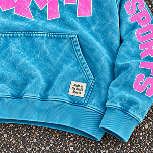 Custom <b>Large</b> Letter Graphic Pullover <b>Hoodie</b> Unisex Oversized Acid Washed Fleece Sweatshirt With Printed Sleeves And Front Pocket - Product Image 4