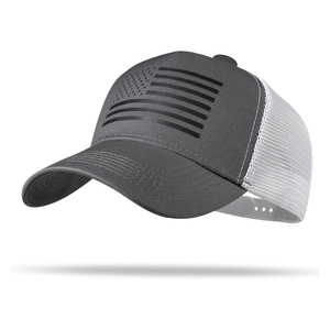 Gorra Trucker Unisex con Bandera Americana, Negra y Blanca, de Malla Ajustable, de 6 Paneles, Estilo Casual, con Panel Frontal con Estampado Metálico - Product Image 3