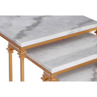 Lot de 3 tables d'appoint modernes en marbre blanc et or pour la décoration intérieure Mobilier de salon simple et attrayant