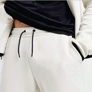 Sweat à capuche zippé intégral et pantalon de jogging unisexe en molleton technique respirant, blanc, grande taille, 69 % coton, 31 % polyester, style streetwear - Product Image 3