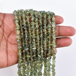 Natural Green Apatite Smooth Uncut Chips Loose Handmade Gemstone Beads Strand For Jewelry Making Wholesale Price From India - Product Image 1