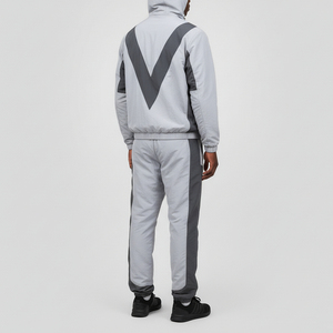 Ensemble de survêtement décontracté d'hiver pour homme, coupe oversize, couleur unie, avec fermeture éclair, en nylon, style streetwear, tendance 2026, personnalisable - Product Image 2