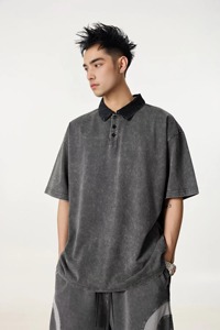 Camiseta de Golf de Alta Calidad, 100% Algodón Tejido, Estilo Vintage, con Logotipo Bordado Personalizado, 285 g/m², Lavado Ácido, Tallas Estadounidenses, Formal, Oversize - Product Image 6