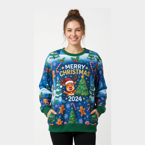 Sublimation Printed <b>Women's</b> Oversized Mock Neck <b>Sweatshirt</b> Winter Casual <b>Christmas</b> Printed Sleeve Pullover Warm Fleece Top - Product Image 3