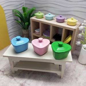 1:12 Mini French Oven Furniture Toy Set Heart Shape Alloy Material for Dollhouse Decorations and DIY <b>Dolls</b> - Product Image 4