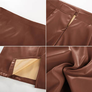 กระโปรงหนังสำหรับผู้หญิง เอวสูง ความยาวระดับเข่า ทรงเข้ารูป กระโปรงทรงดินสอ หนังเทียม ความยาวปานกลาง ชุดลำลอง - Product Image 6