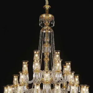 Lustre en cristal importé, 36 lumières, luxe, doré, pour hôtel, villa, maison, salon - Product Image 6