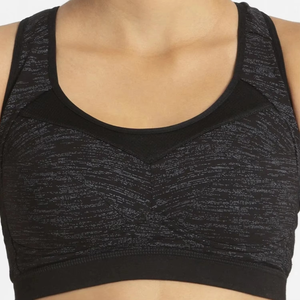 Sujetador deportivo tipo racerback negro estampado para mujer, soporte medio, transpirable, top de yoga con cuello redondo, de elastano y poliéster, estilo sencillo. - Product Image 6