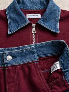 ONETEN APPARELS Conjunto Deportivo Color Block para Mujer, Sudadera con Cuello de Mezclilla y Parches, Pantalones Largos Casuales - Product Image 6